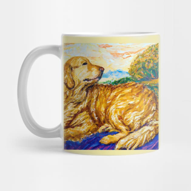 Golden Retriever in the style of Paul Gauguin by Star Scrunch